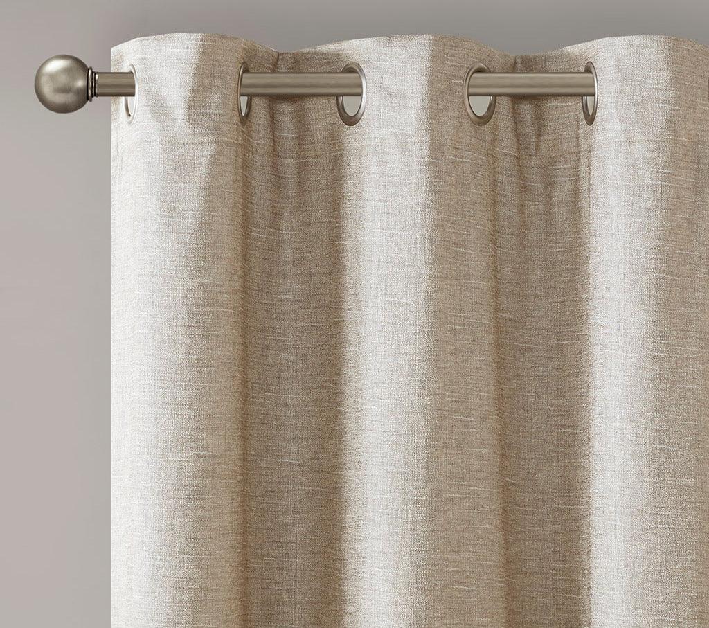 Como 84 H Tonal Printed Faux Silk Total Blackout Window Panel Pair Taupe Olliix.com