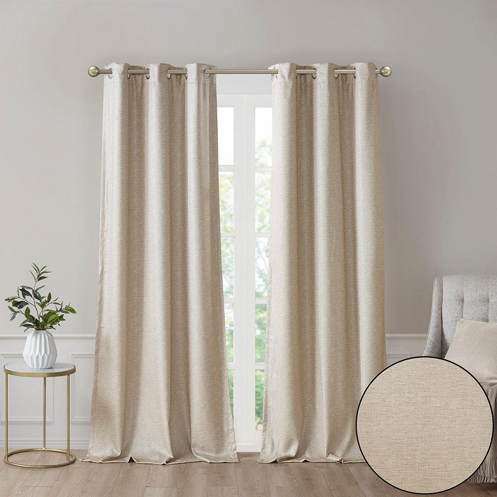 Como 84 H Tonal Printed Faux Silk Total Blackout Window Panel Pair Taupe Olliix.com