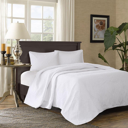 Corrine King 3 Piece Reversible Mini Bedspread Set White Olliix.com