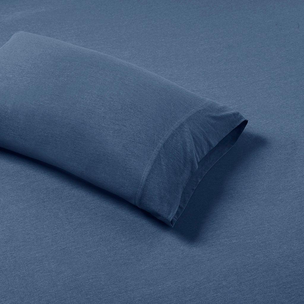 Cotton Blend Jersey Knit King Sheet Set Navy Olliix.com