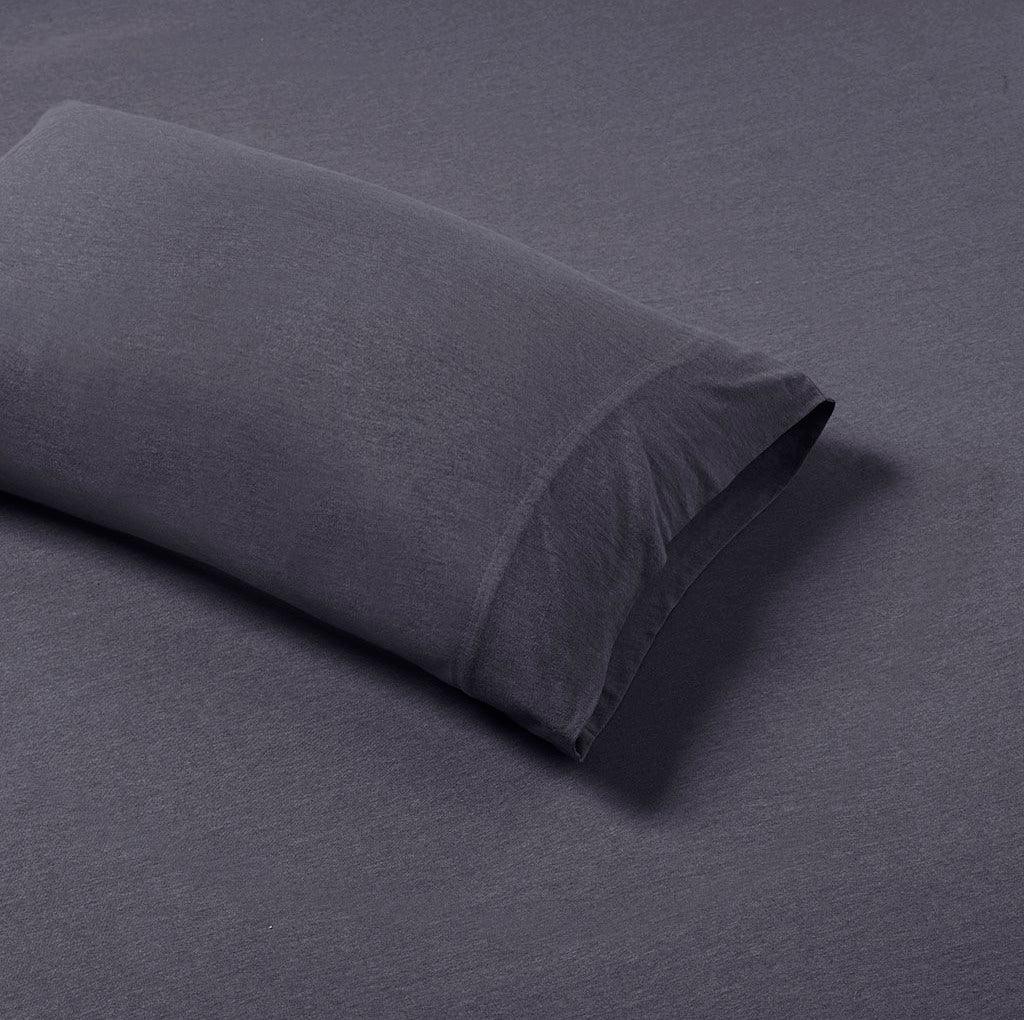 Cotton Blend Jersey Knit Queen Sheet Set Dark Gray Olliix.com