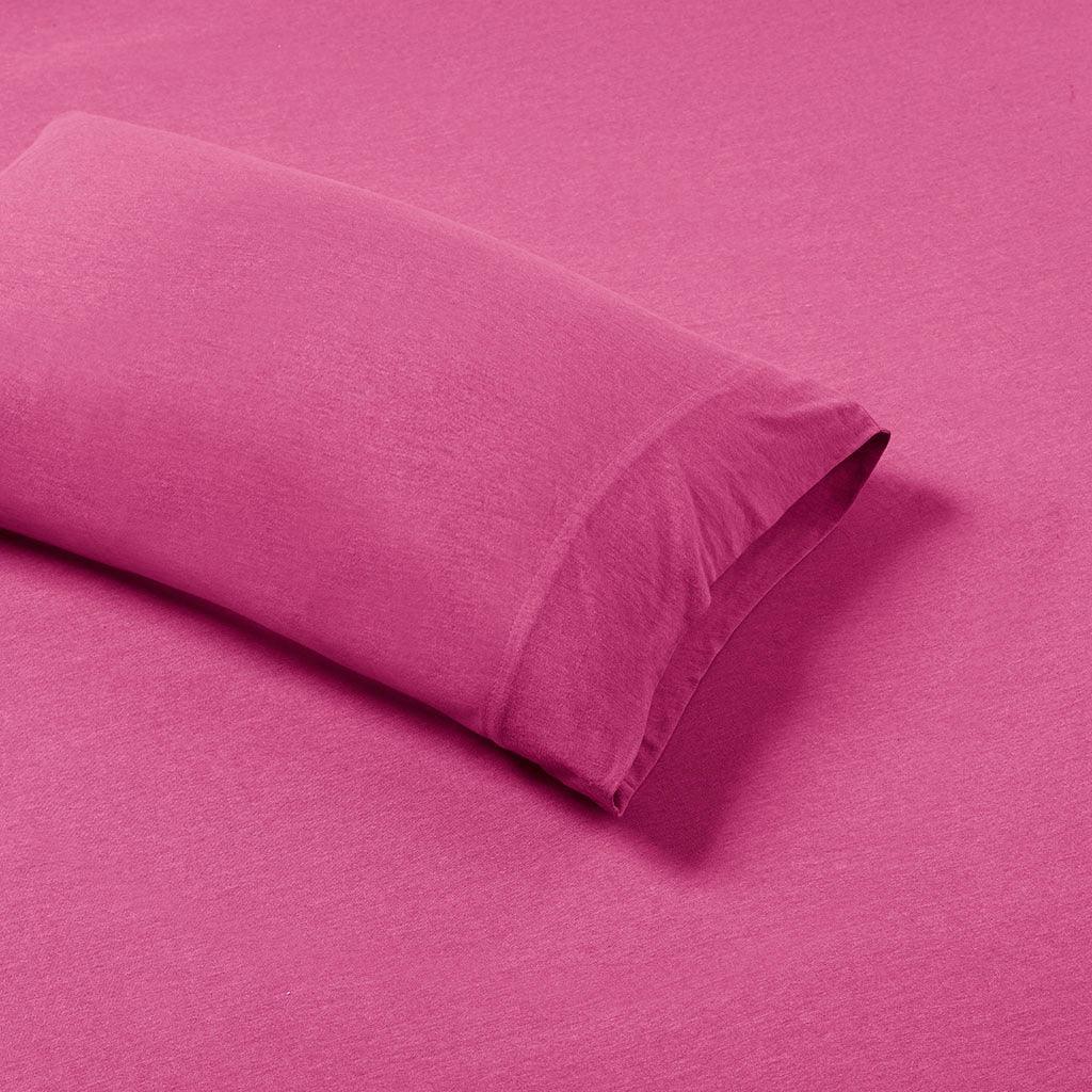 Cotton Blend Jersey Knit Twin Sheet Set Pink Olliix.com