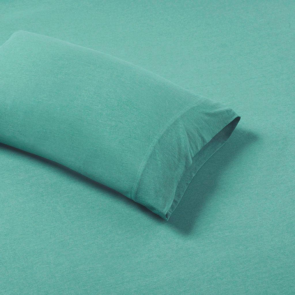 Cotton Blend Jersey Knit Twin XL Sheet Set Aqua Olliix.com