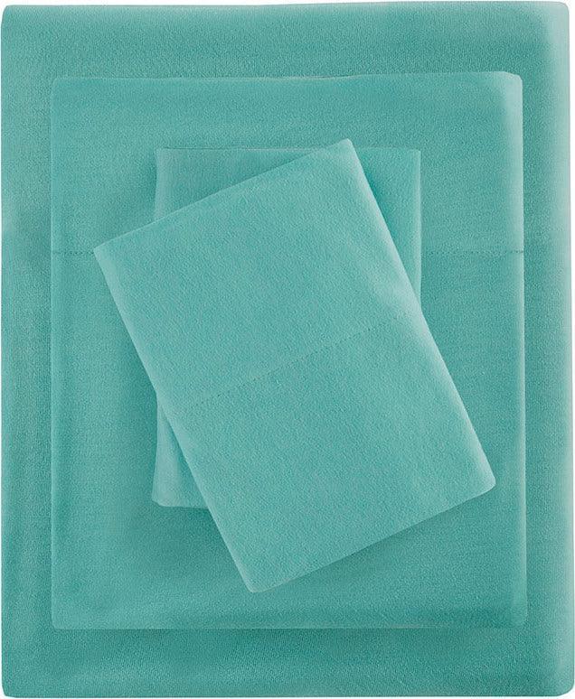 Cotton Blend Jersey Knit Twin XL Sheet Set Aqua Olliix.com