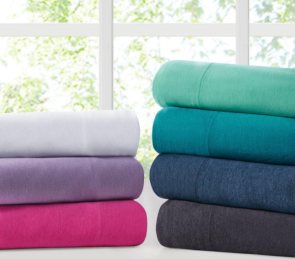 Cotton Blend Jersey Knit Twin XL Sheet Set Aqua Olliix.com