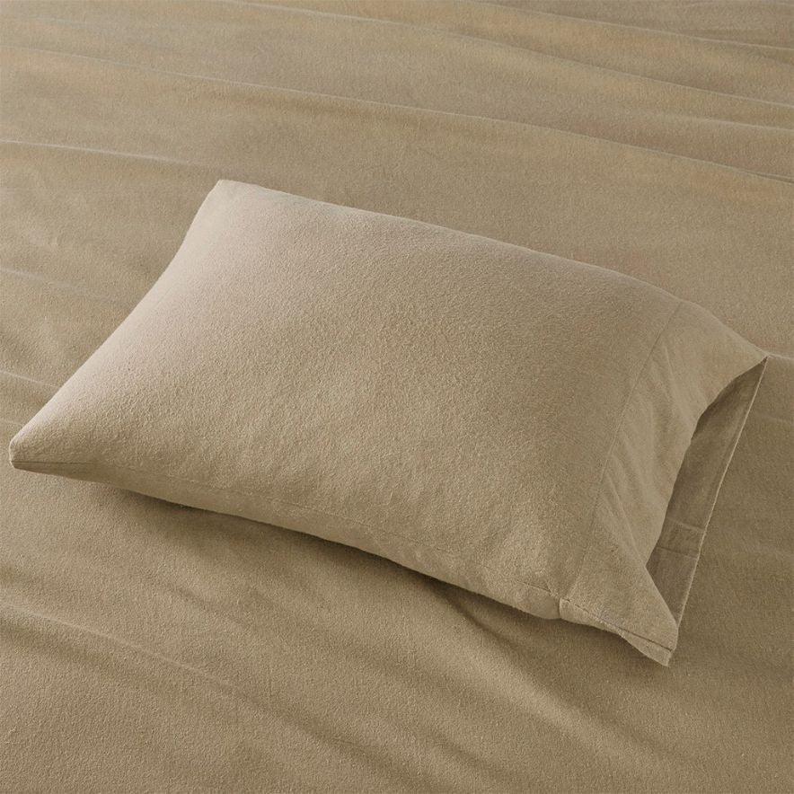 Cozy Cotton Flannel Full Printed Sheet Set Tan Olliix.com