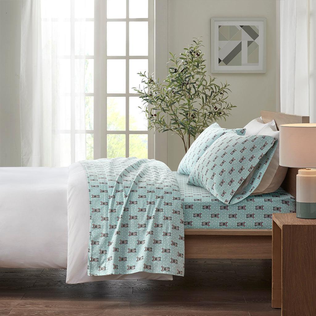 Cozy Flannel California King Sheet Set Aqua Olliix.com