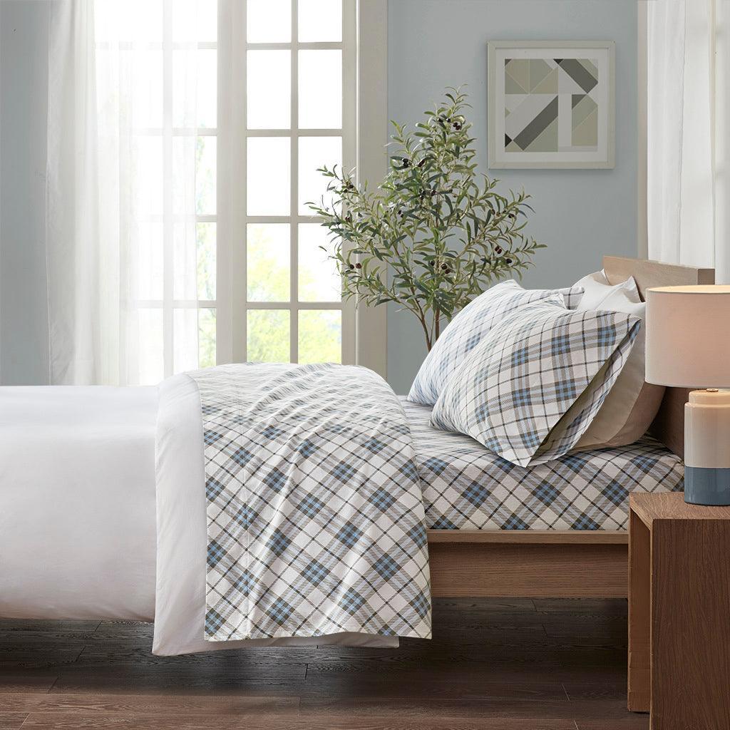 Cozy Flannel California King Sheet Set Blue Olliix.com