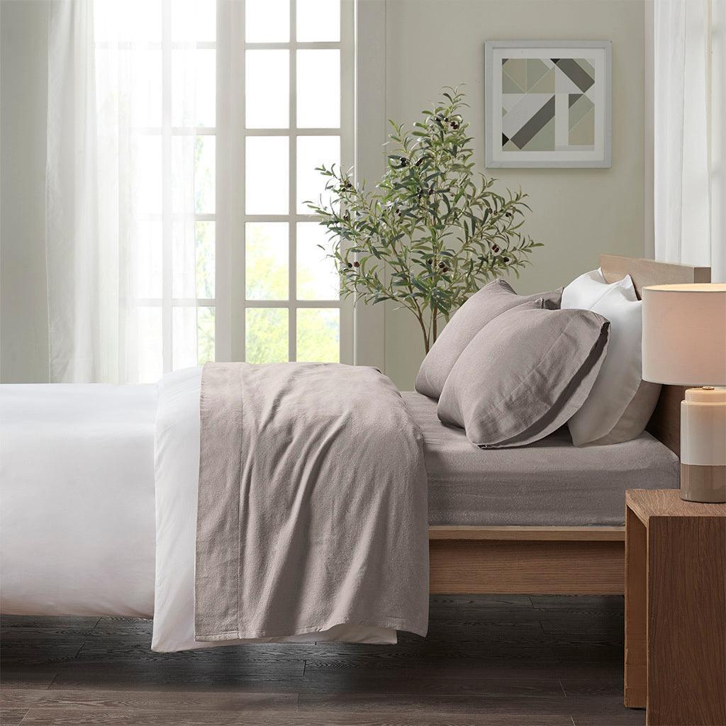 Cozy Flannel California King Sheet Set Gray Solid Olliix.com