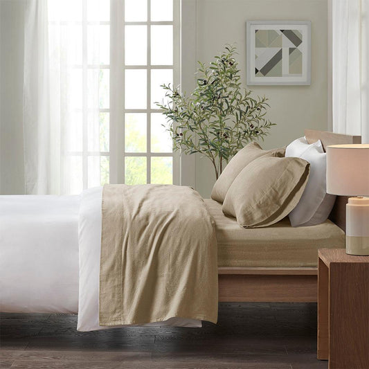 Cozy Flannel California King Sheet Set Tan Olliix.com