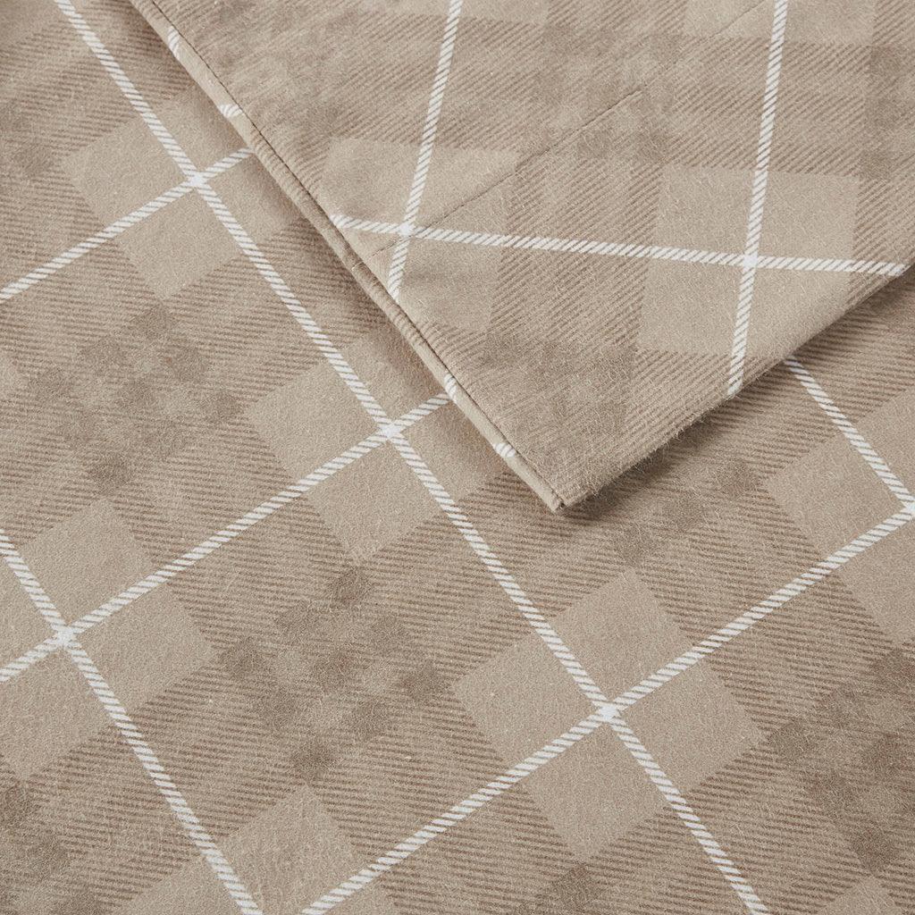 Cozy Flannel California King Sheet Set Tan Plaid Olliix.com