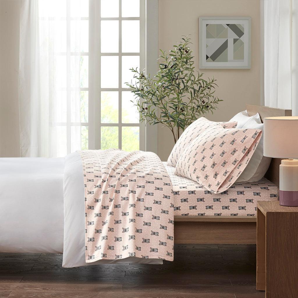 Cozy Flannel King Printed Sheet Set Pink Olliix.com