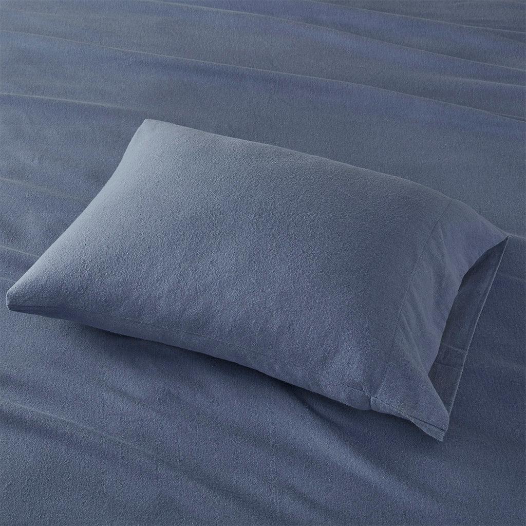 Cozy Flannel King Sheet Set Blue Solid Olliix.com