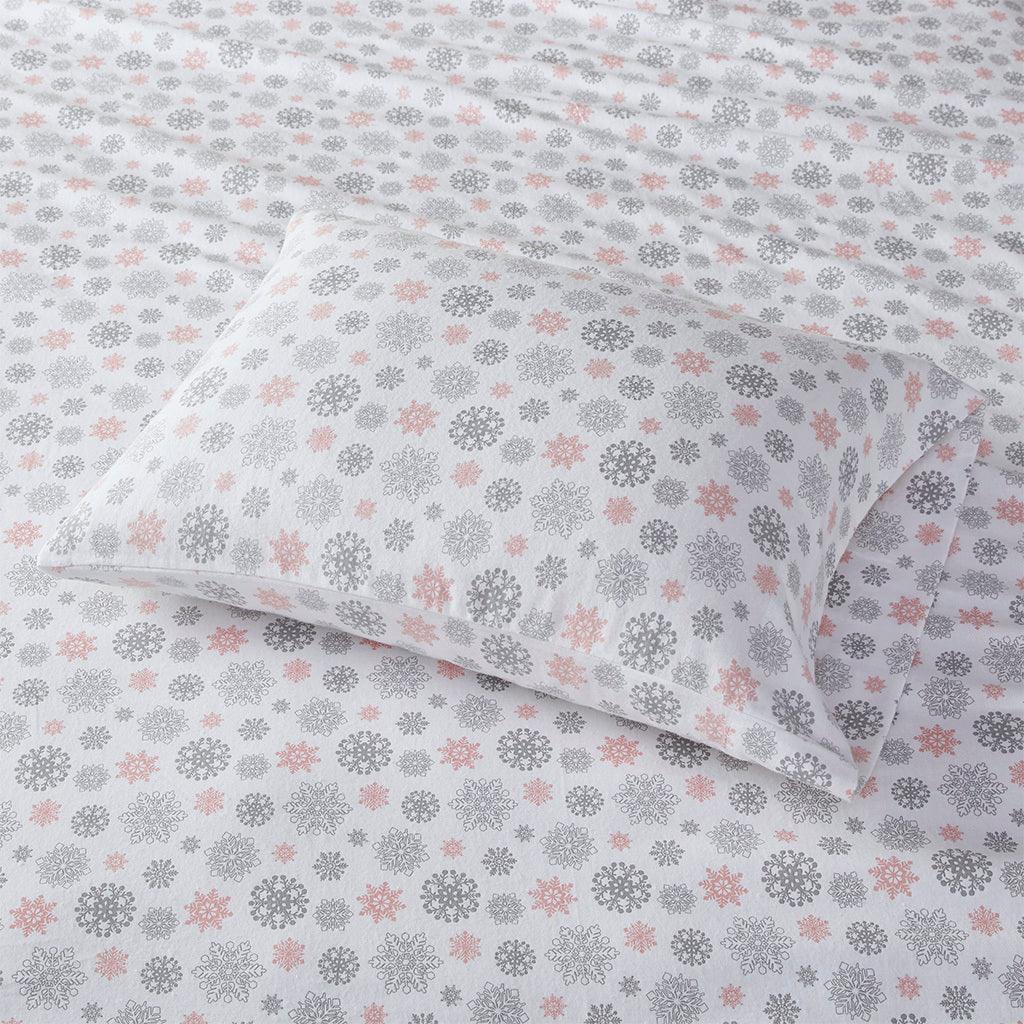 Cozy Flannel King Sheet Set Pink & Gray Olliix.com