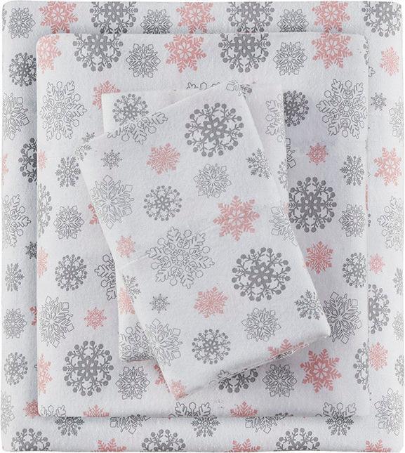 Cozy Flannel King Sheet Set Pink & Gray Olliix.com