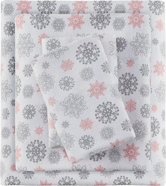 Cozy Flannel Twin XL Sheet Set Pink & Gray Olliix.com