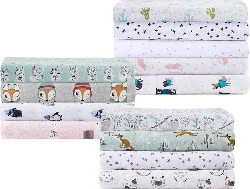 Cozy Soft Cotton Novelty Print Flannel Sheet Set Twin Pink Llamas Olliix.com