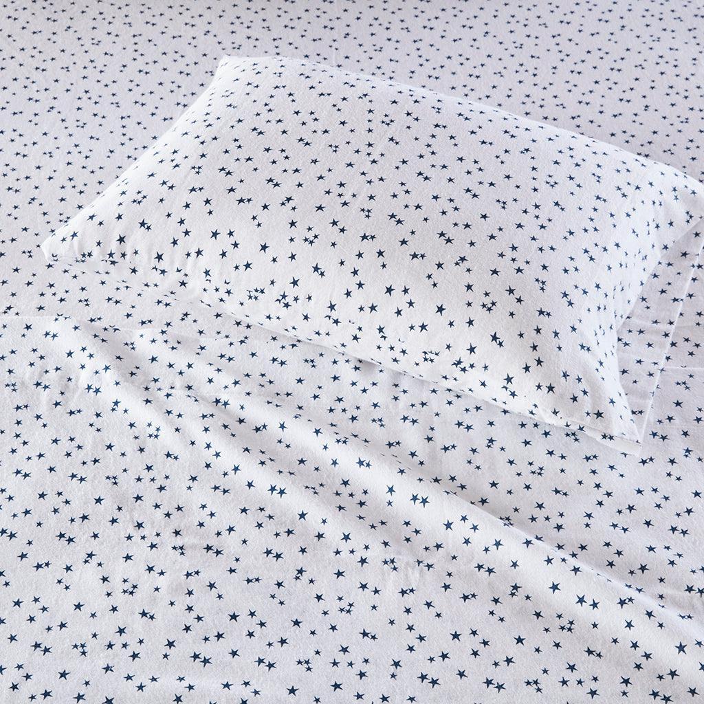 Cozy Soft Queen Sheet Set Blue Stars Olliix.com