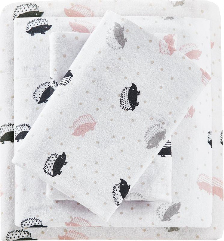 Cozy Soft Twin XL Sheet Set Gray & Pink Hedgehogs Olliix.com