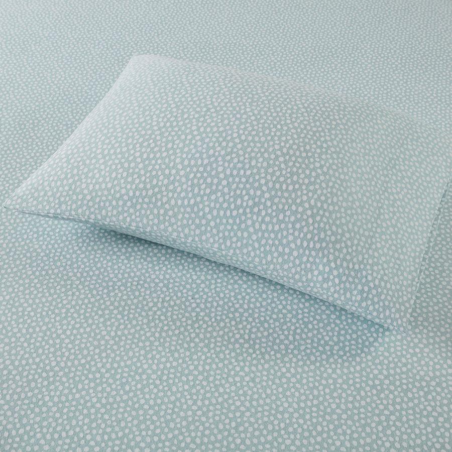 Cozy Twin Flannel 100% Cotton Print Sheet Set Aqua Olliix.com