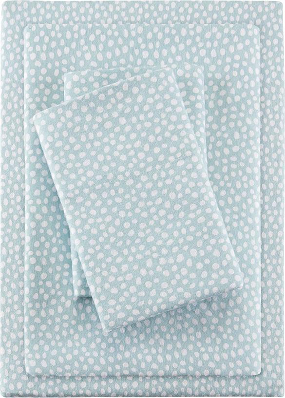 Cozy Twin Flannel 100% Cotton Print Sheet Set Aqua Olliix.com