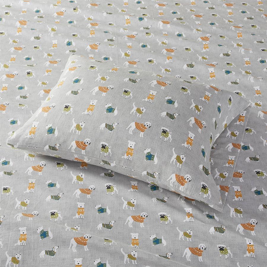 Cozy Twin Flannel 100% Cotton Print Sheet Set Gray Olliix.com