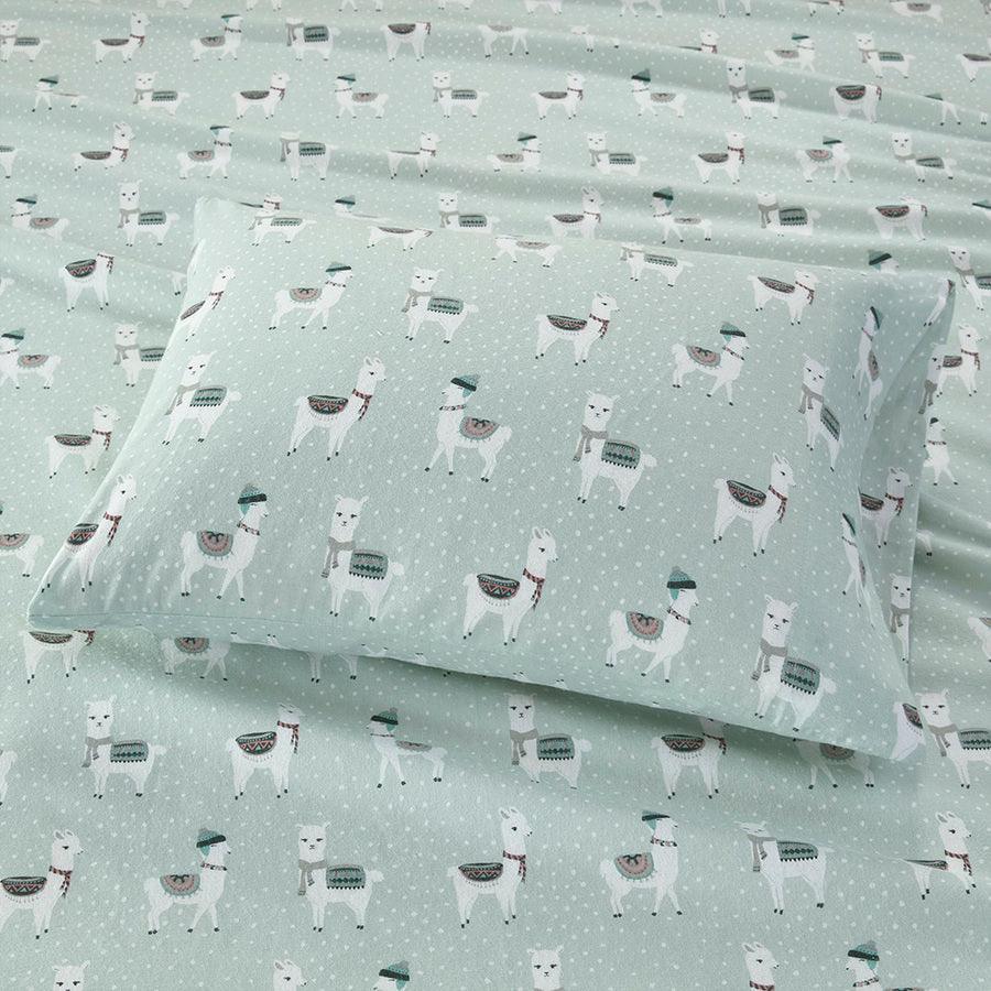 Cozy Twin XL Flannel 100% Cotton Print Sheet Set Seafoam Olliix.com