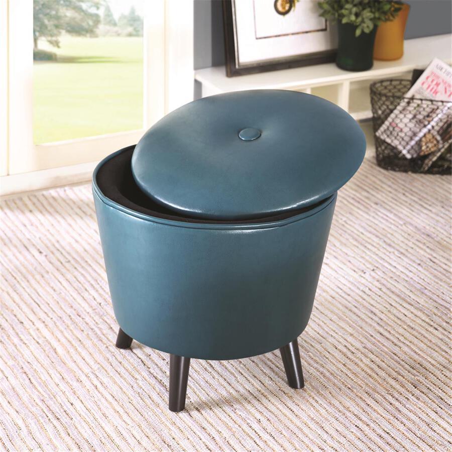 Crosby Mid-Century Storage Ottoman 17.625W x 17.625D x 17.75H" Blue Olliix.com