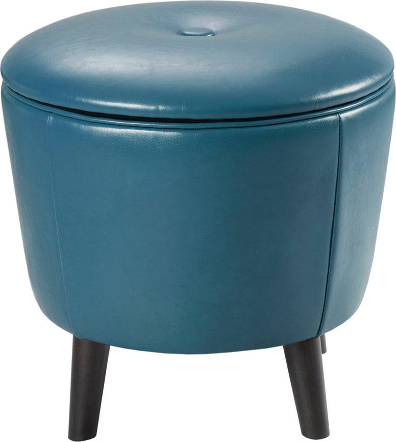 Crosby Mid-Century Storage Ottoman 17.625W x 17.625D x 17.75H" Blue Olliix.com