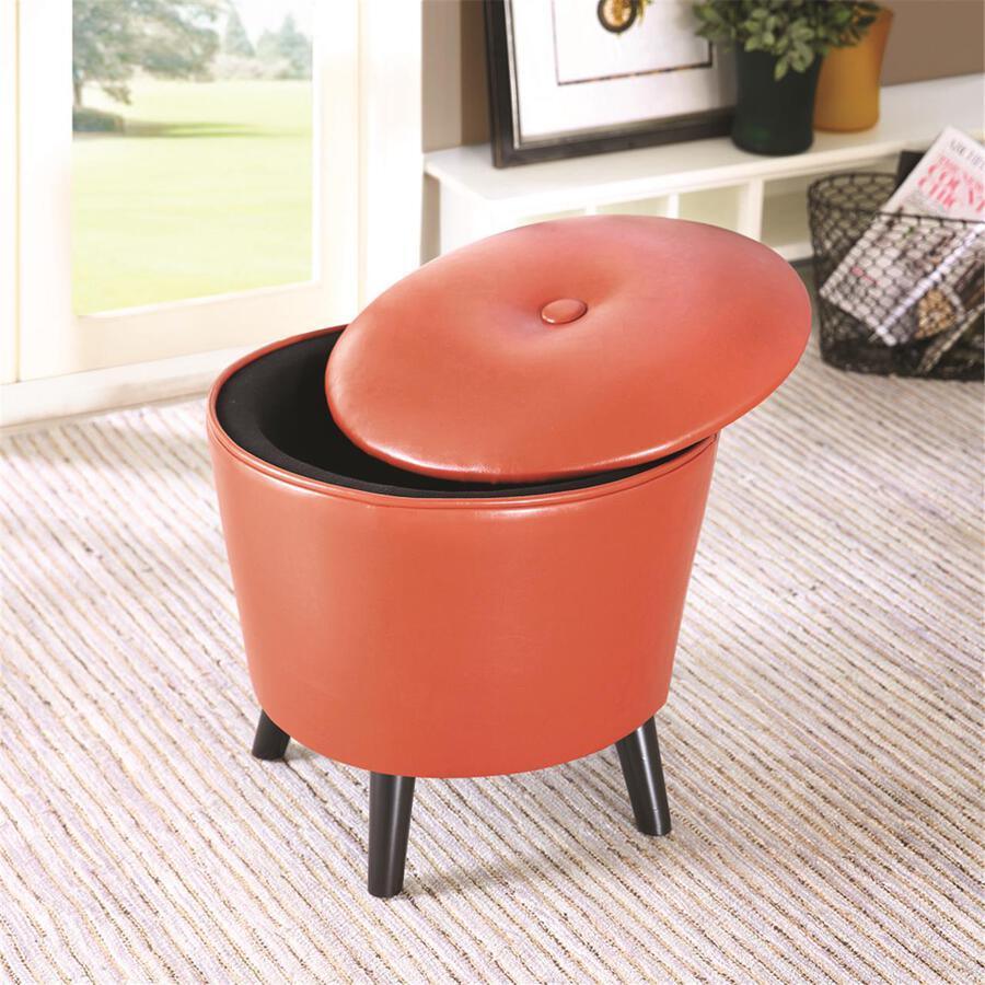 Crosby Mid-Century Storage Ottoman 17.625W x 17.625D x 17.75H" Orange Olliix.com