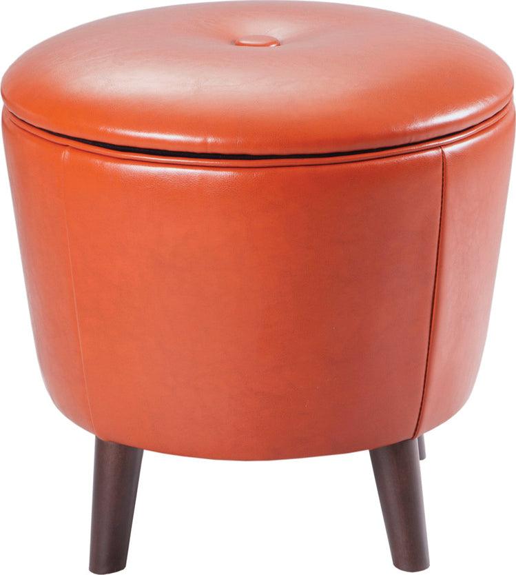 Crosby Mid-Century Storage Ottoman 17.625W x 17.625D x 17.75H" Orange Olliix.com