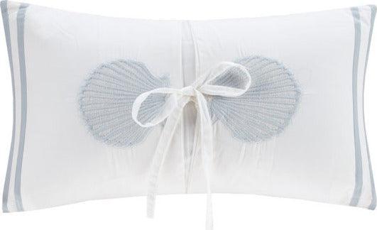 Crystal Coastal Beach Embroidered Oblong Pillow 12x20" White Olliix.com