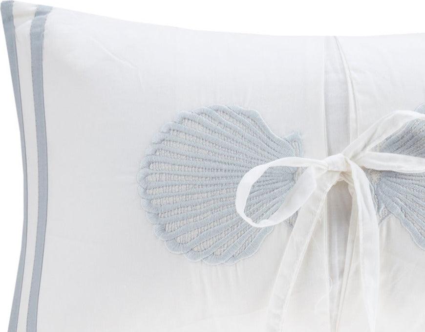 Crystal Coastal Beach Embroidered Oblong Pillow 12x20" White Olliix.com