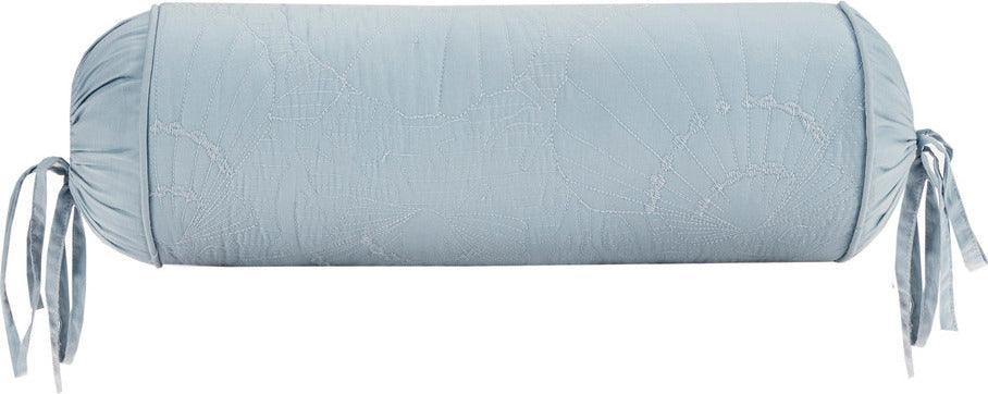 Crystal Coastal Beach Quilted Bolster Pillow D7x18" Blue Olliix.com