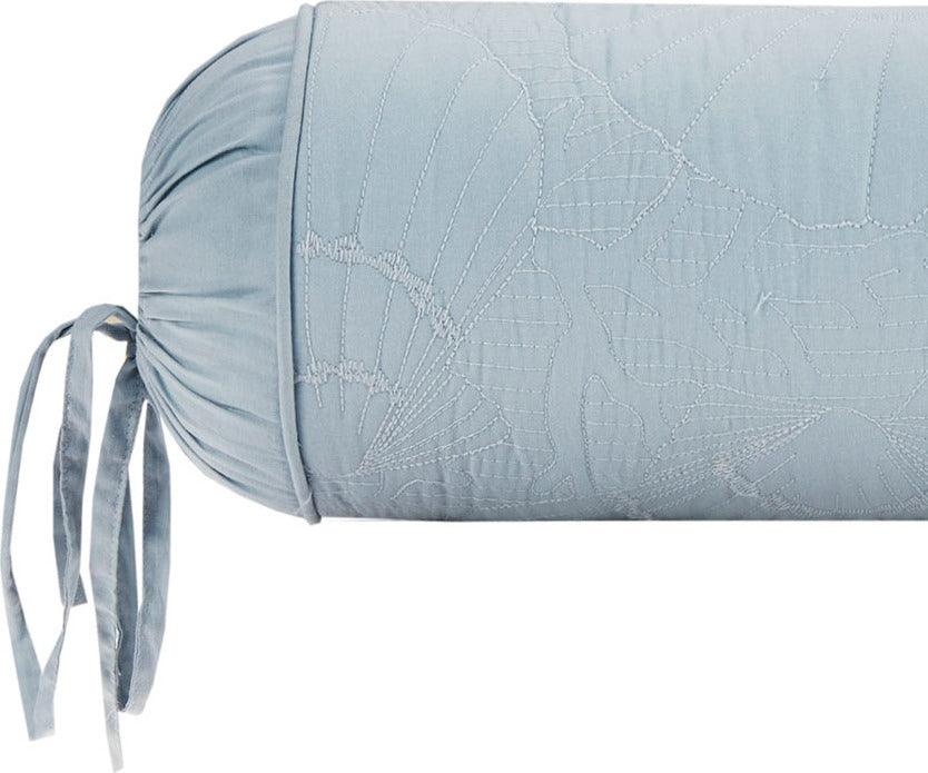 Crystal Coastal Beach Quilted Bolster Pillow D7x18" Blue Olliix.com