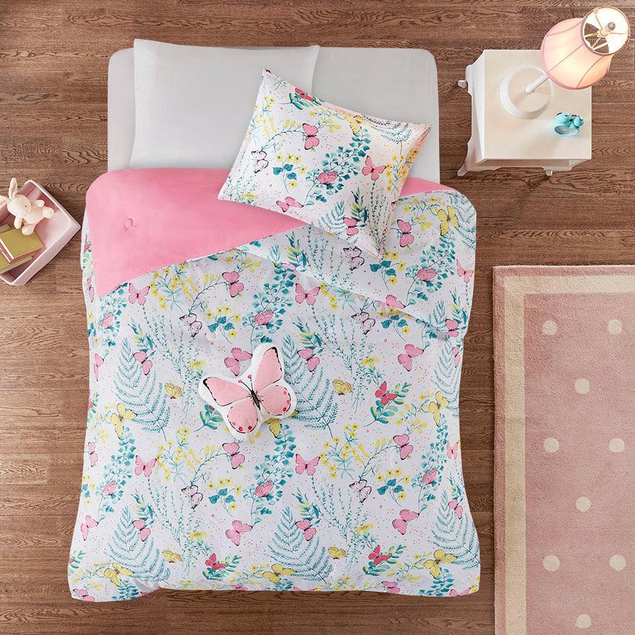 Cynthia Full Printed Butterfly Comforter Set Pink Olliix.com