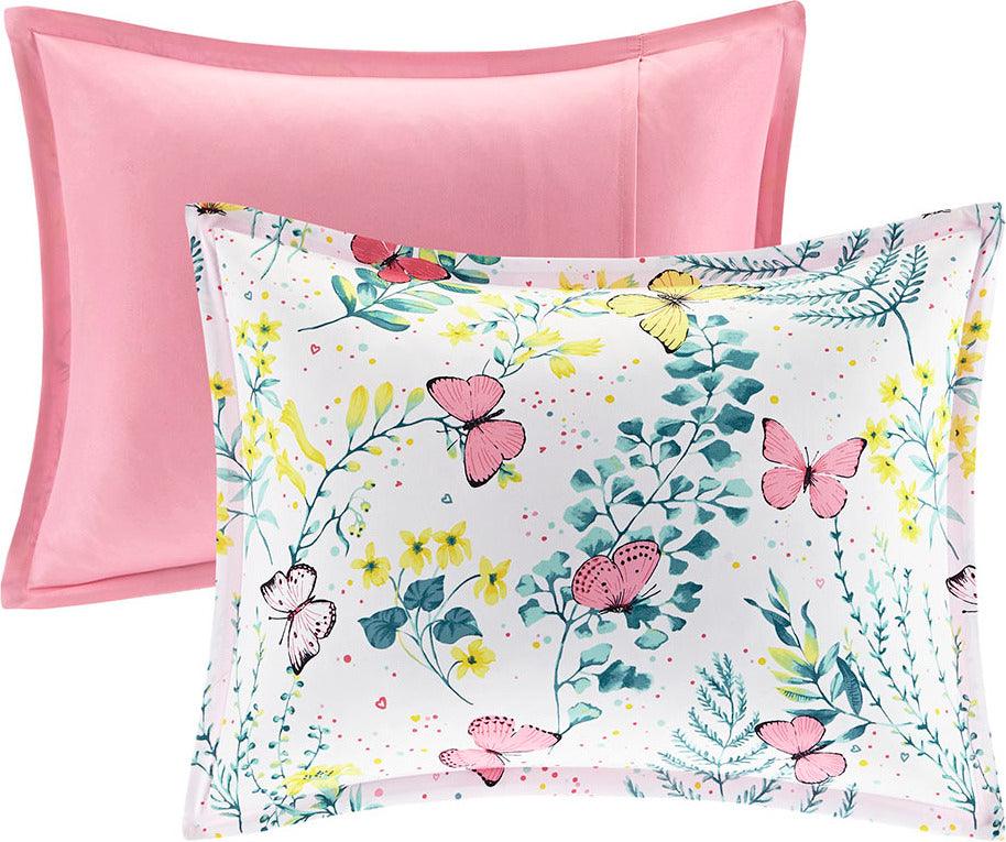 Cynthia Glam Printed Butterfly Comforter Set Pink Twin Olliix.com