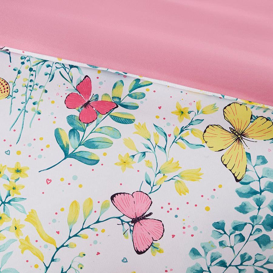 Cynthia Glam Printed Butterfly Comforter Set Pink Twin Olliix.com