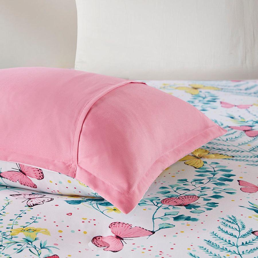 Cynthia Glam Printed Butterfly Comforter Set Pink Twin Olliix.com