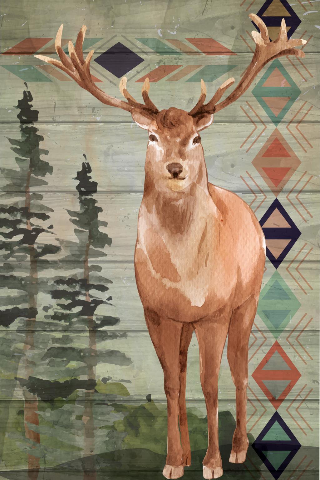 Small - Elk By Nd Art - Green Classy Art