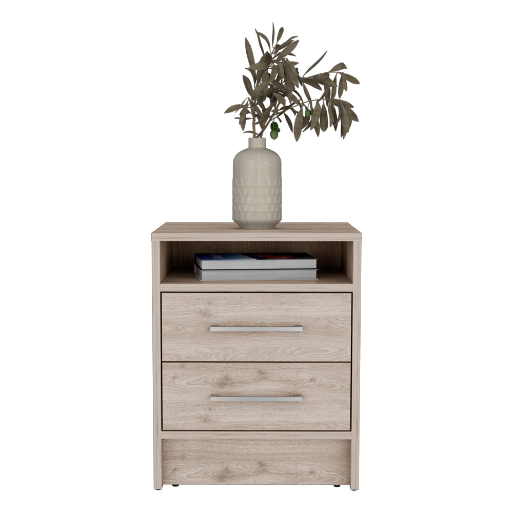 Nightstand Cartiz, Two Drawers, Light Gray Finish House to Home Furnishings LLC