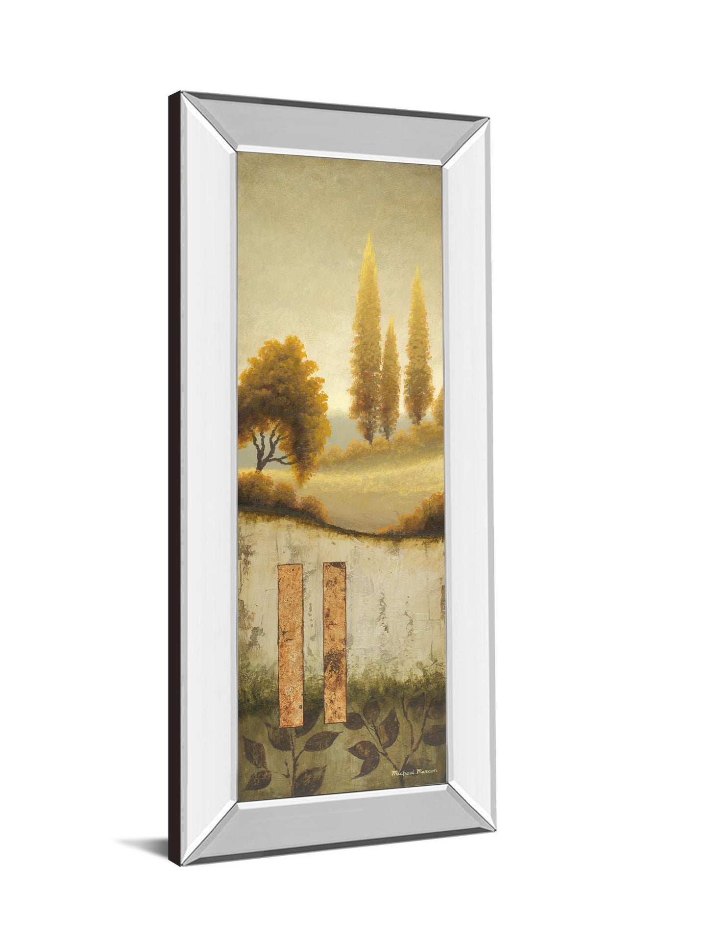 Beyond The Village By Michael Marcon - Mirror Framed Print Wall Art - Green Classy Art