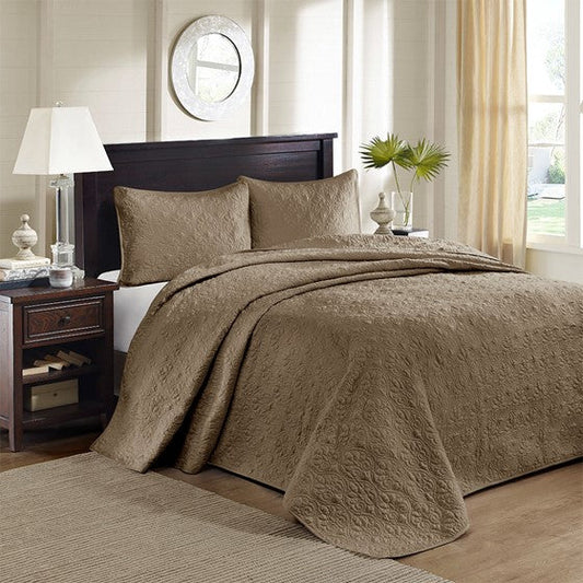 Reversible Bedspread Set Mocha King Olliix.com