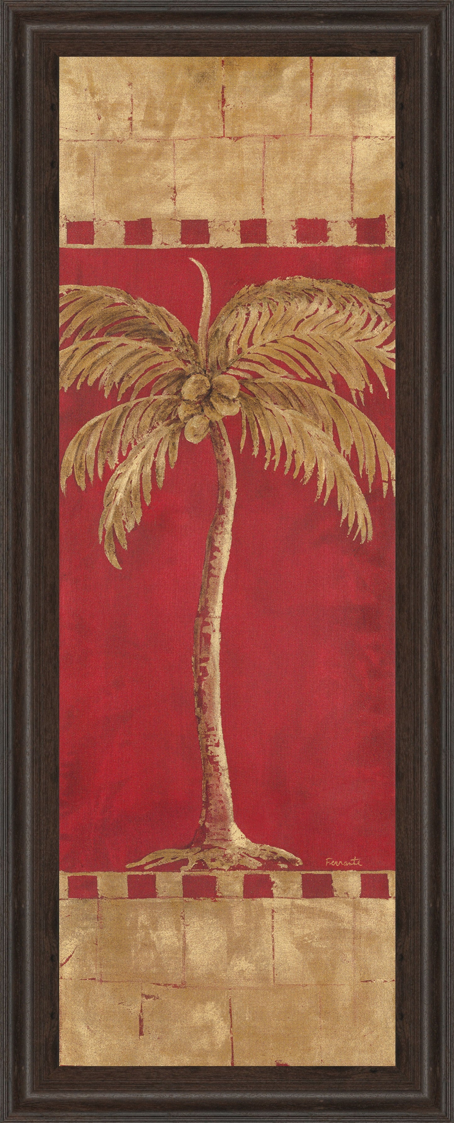 Palm Pizzazz Il By Angela Ferrante - Framed Print Wall Art - Red Classy Art