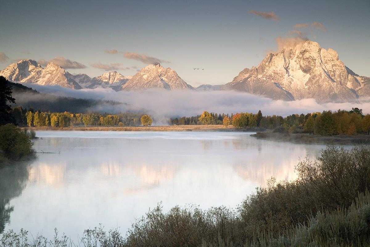 Snake River Fog By Danita Delimont - Light Blue Classy Art