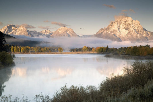 Snake River Fog By Danita Delimont (Framed) (Small) - Light Blue Classy Art