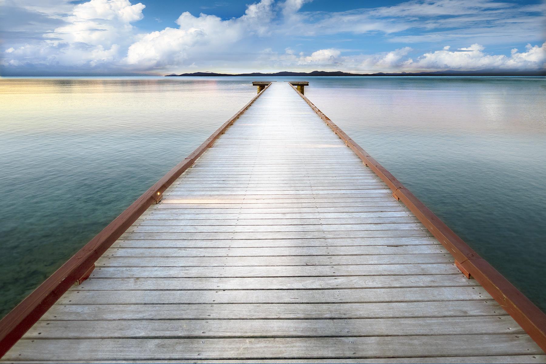 Small - Long View Pier By Danita Delimont - Blue Classy Art