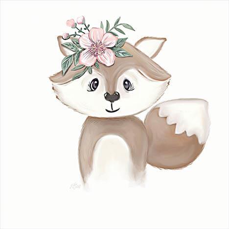 Cute Floral Fox By Makewells - White Classy Art