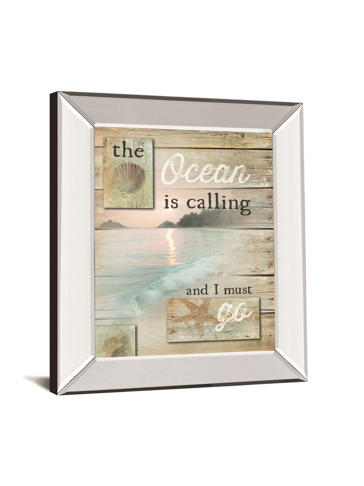 The Ocean Is Calling By Marla Rae - Mirror Framed Print Wall Art - Beige Classy Art