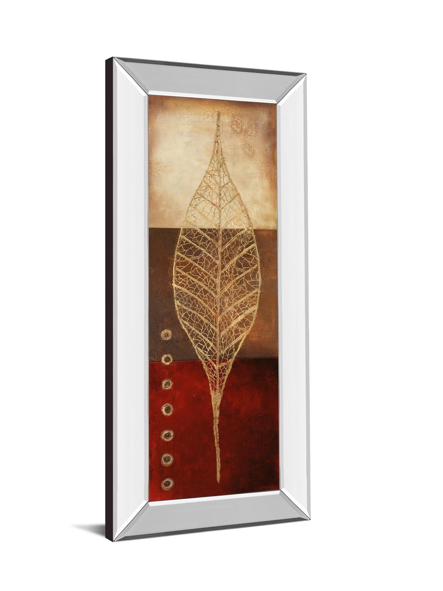 Fossil Leaves Il By Patricia Pinto - Mirror Framed Print Wall Art - Red Classy Art